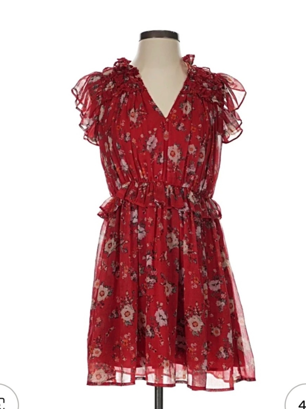 Zara basic short red floral dress- S
